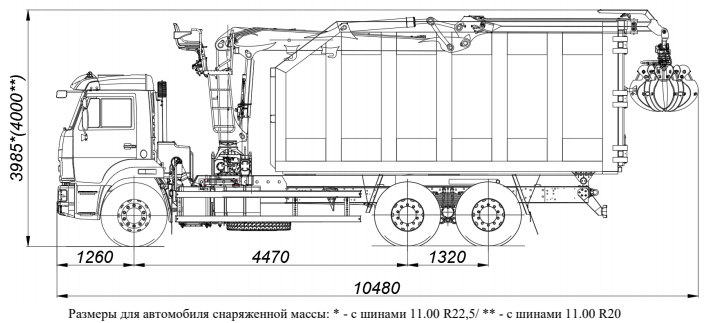 чертеж металловоза на шасси 65115 кузов САТ 30 м3 с ГМУ ВЕЛМАШ VM10L74M